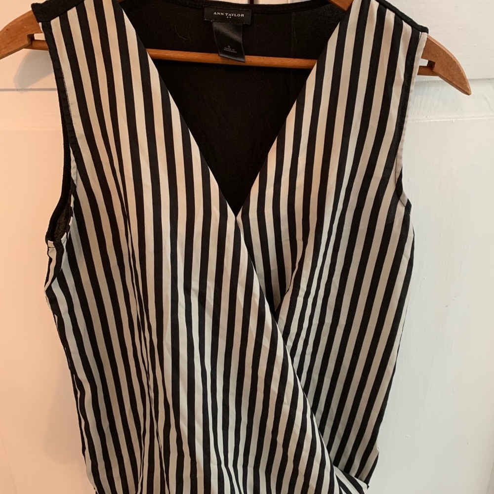 Ann Taylor short sleeve striped blouse